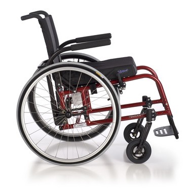 Side view of Red Quickie GP/GPV Rigid Manual Wheelchair