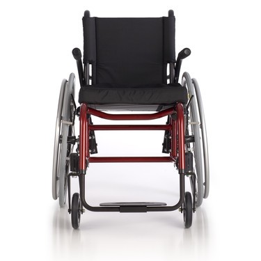 Front view of Red Quickie GP/GPV Rigid Manual Wheelchair