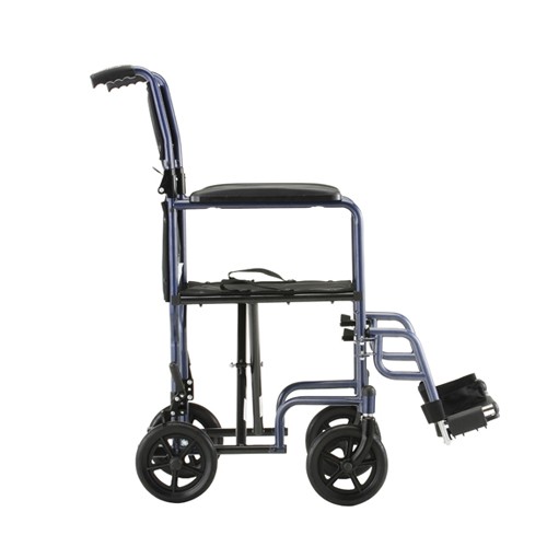 Side view of Blue Nova 19 inch Lightweight Transport Chair