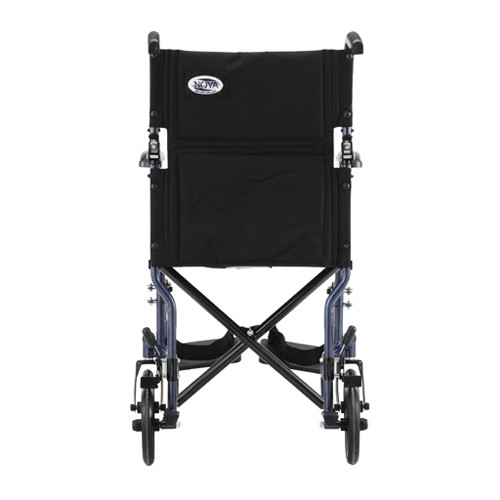 Back view of Blue Nova 19 inch Lightweight Transport Chair