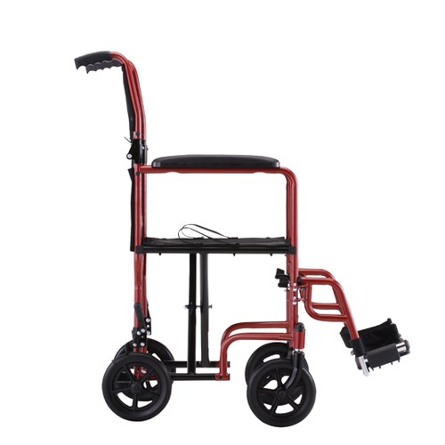 Side view of Red Nova 19 inch Lightweight Transport Chair