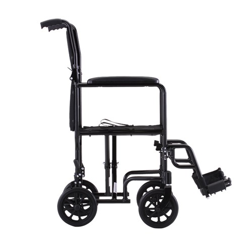 Side view of Black Nova 19 inch Lightweight Transport Chair