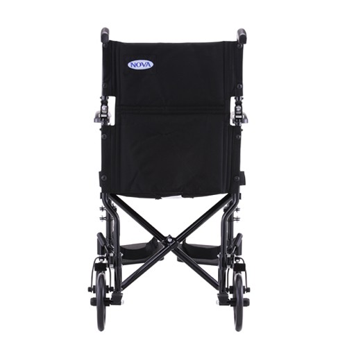 Back view of Black Nova 19 inch Lightweight Transport Chair