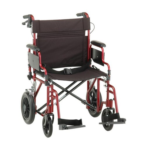 Red Nova 22" Heavy Duty Transport Chair with 12" Rear Wheels