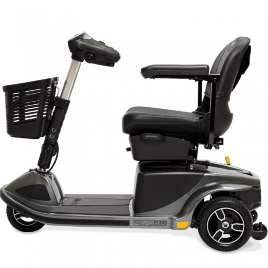Side view of Pride Revo 2.0 3-Wheel Mobility Scooter