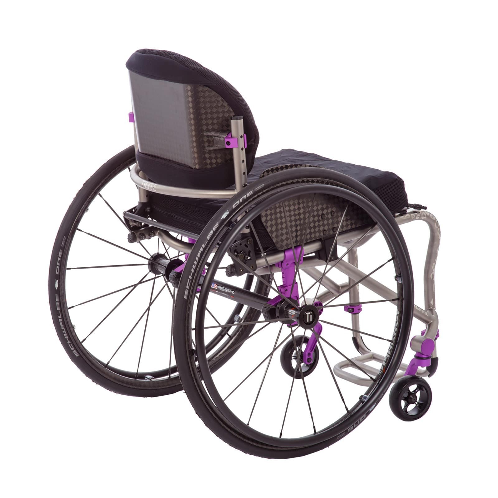 Back view of TiLite TRA Rigid Titanium Wheelchair